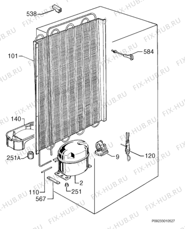 Взрыв-схема холодильника Zanussi ZRC25SM - Схема узла Cooling system 017